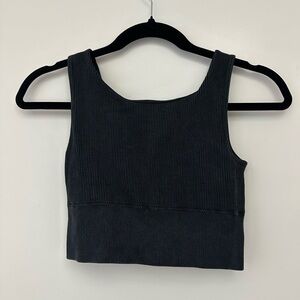 90 degree by reflex Black Ribbed Crop Top